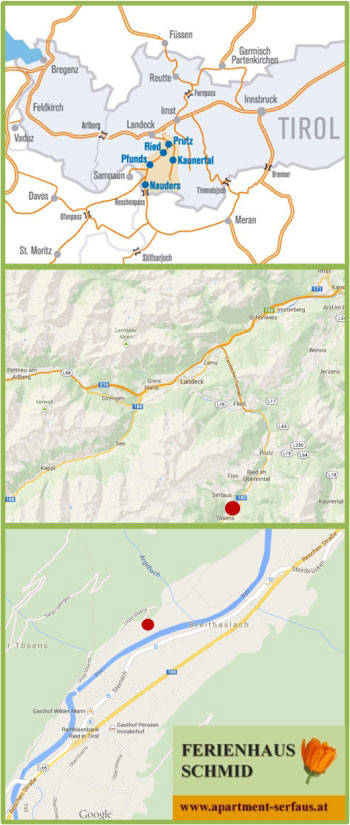 anreise ferienhaus schmid - apartments serfaus untert&ouml;sens